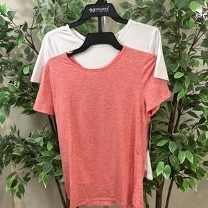90 Degree By Reflex Mesh Free Play Women's Sz XS Tops 2 Pack Coral & White NWT